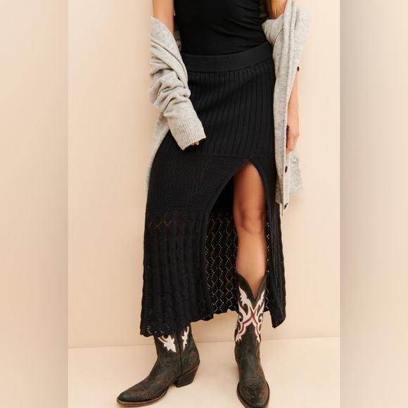 Free People Women’s Bari Column Crochet Maxi Skirt in Black Size S - Picture 1 of 15